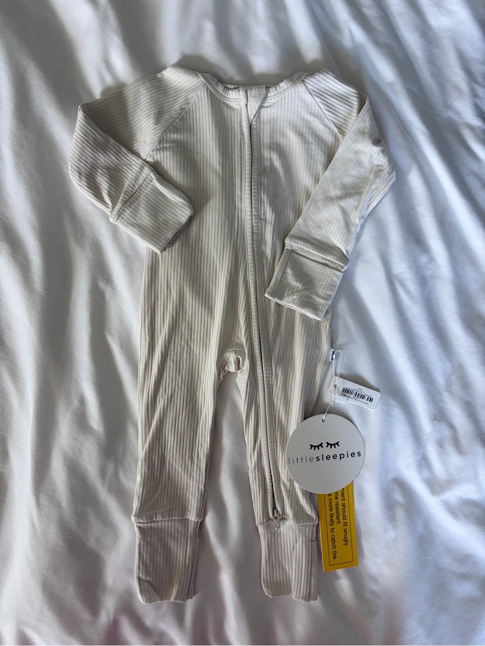 Little Sleepies White Sands Ribbed Zippy